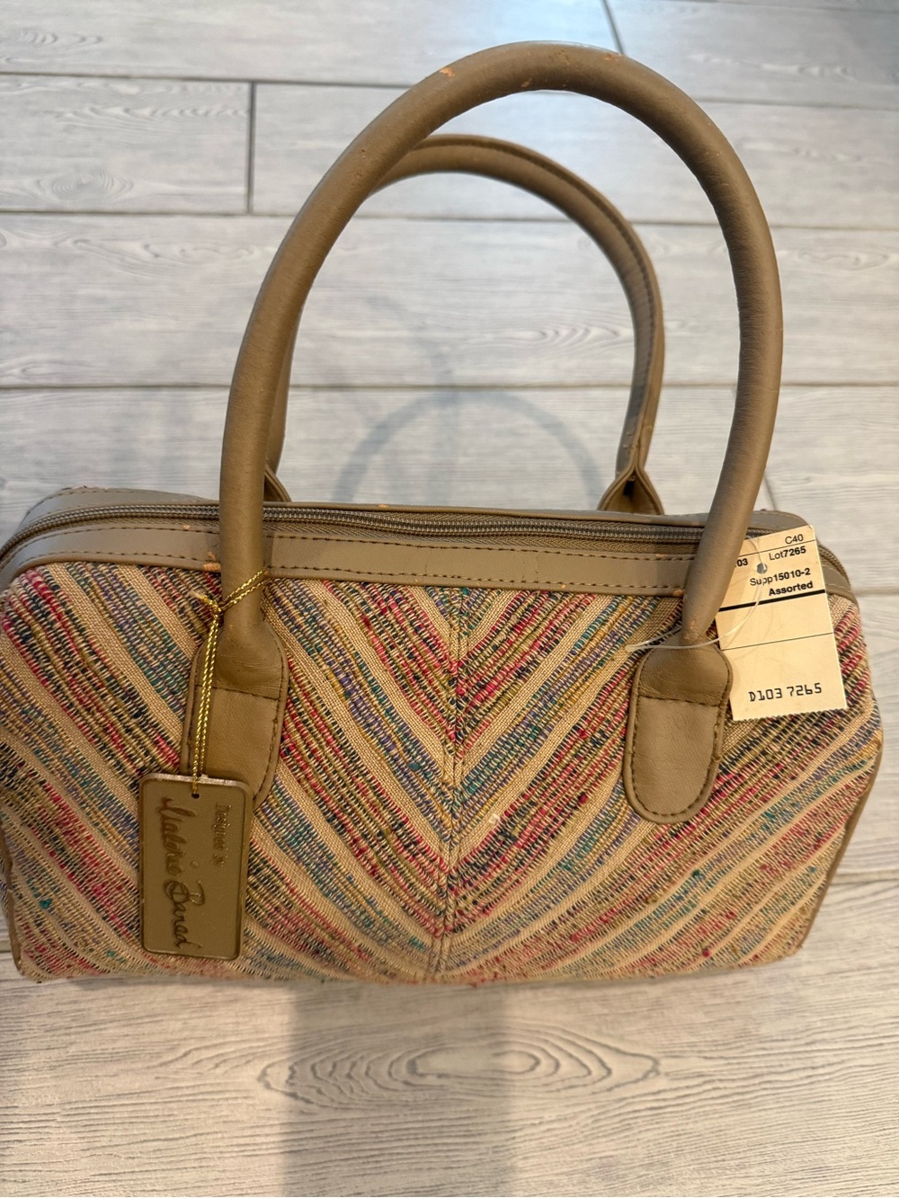 1970s Valerie Barad Dead stock NWT Multicolor Woven Top-Handle Satchel